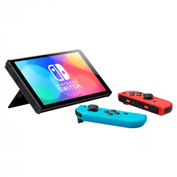 Nintendo Switch OLED Model [NSW] Refurbished Game Console with Neon Blue and Neon Red Joy-Con Controllers